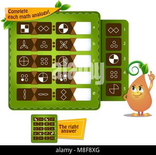 educational game for kids and adults development of logic, iq. Complete each math analogy Stock Vector