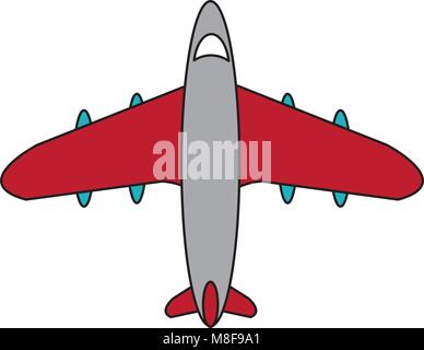 airplane travel transport with turbines and lights Stock Vector