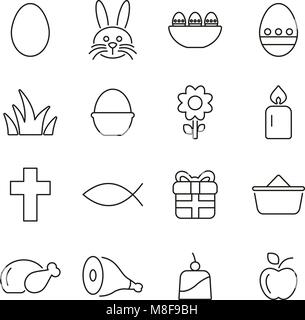 Easter Holiday Tradition & Culture Icons Thin Line Vector Illustration Set Stock Vector