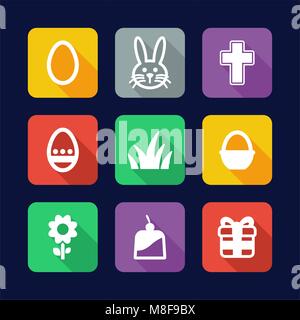 Easter Icons Flat Design Stock Vector