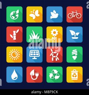 Ecology Icons Flat Design Stock Vector