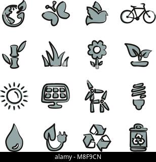 Ecology Icons Freehand 2 Color Stock Vector