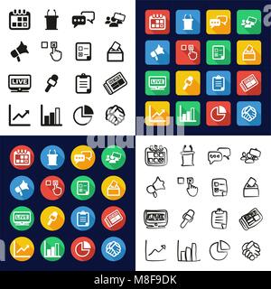 Election All in One Icons Black & White Color Flat Design Freehand Set Stock Vector
