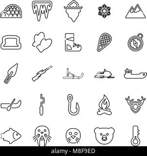 Eskimo Culture & Equipment Icons Thin Line Vector Illustration Set Stock Vector
