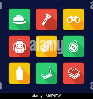 Expedition Icons Flat Design Stock Vector