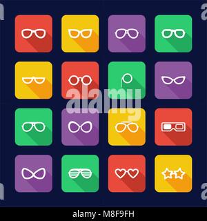 Eyeglasses Icons Flat Design Stock Vector