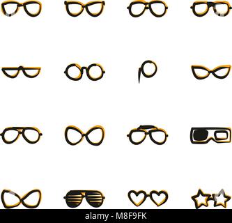 Eyeglasses Icons Freehand 2 Color Stock Vector