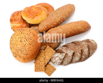 Fresh bread isolated on white background. Top view. Stock Photo