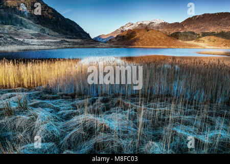 Loch Shiel in early morning from near Glenfinnan Monument, Glenfinnan, Lochabar, Scottish Highlands, Scotland, UK Stock Photo