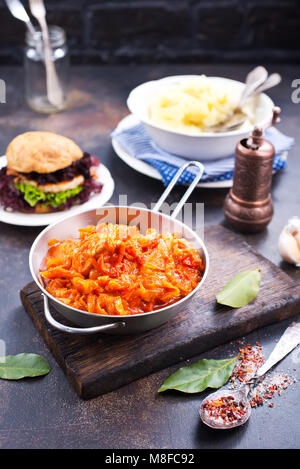 fried cabbage and mashed potato, stock photo Stock Photo