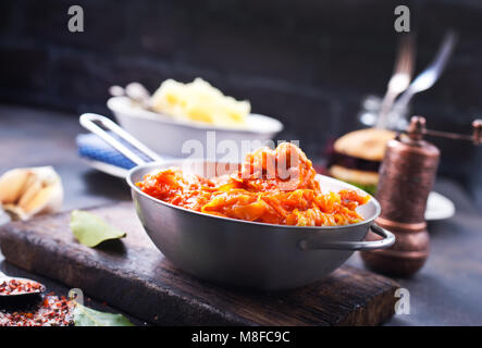 fried cabbage and mashed potato, stock photo Stock Photo