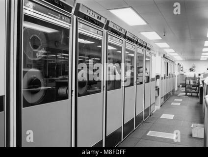 Vintage computers in use in offices Stock Photo