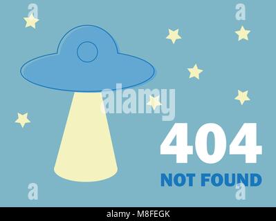 Vector concept illustration - page 404. Page is lost and not found message - UFO Stock Vector