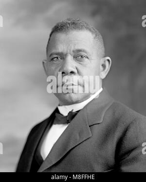 Booker T Washington. Portrait of the American author, educator and civil rights leader Booker Taliaferro Washington (1856-1915) by Harris and Ewing, c.1905. Stock Photo