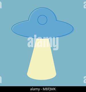Space UFO flat icon - eps10, line icon in blue color - vector modern line design Stock Vector