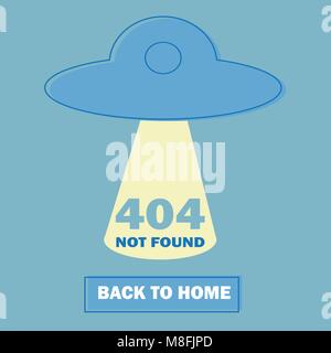 Design 404 error with UFO icon. Vector concept illustration. Page is lost and not found message. Template for web page with 404 error. Modern line des Stock Vector