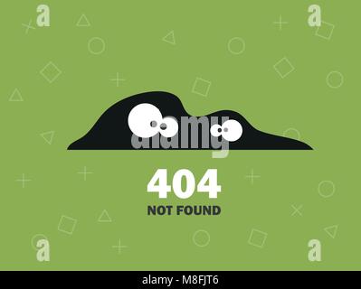 illustrator of oops 404 error page not found vector green background with eyes Modern design Stock Vector