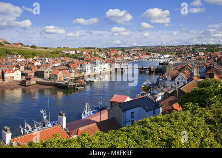 Whitby harbour on River Esk North Yorkshire Stock Photo