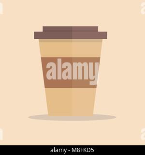 Coffee cup icon. Flat design style. Coffee paper cup silhouette. Simple icon. Modern flat icon in stylish colors. Web site page and mobile app design  Stock Vector