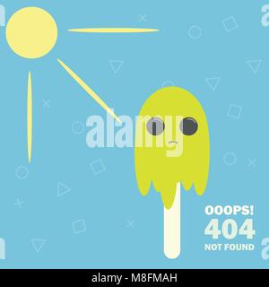 Error 404 page not found - Ice cream melting on a hot day Stock Vector