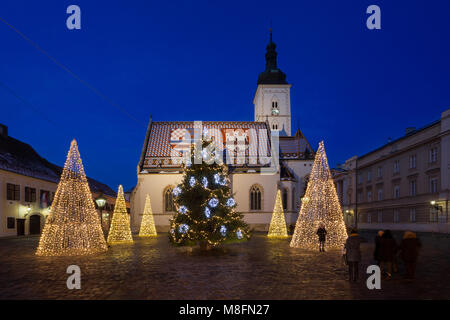 St. Mark's church decorated for the Advent in Zagreb, Croatia Stock Photo