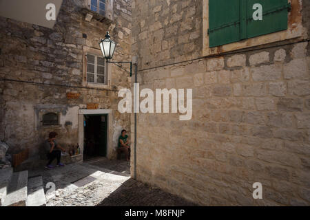 Narrow corner of old town Omis, Dalmatia, Croatia Stock Photo