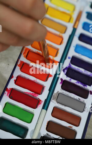 Colorful Watercolor Paint Palette Stock Photo