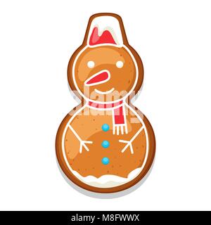 Gingerbread cookies snowman. Illustration of Merry Christmas sweets Stock Vector