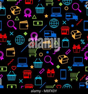 Seamless pattern with sale items. Online shopping and marketing advertising concept Stock Vector