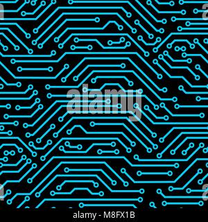 Circuit board seamless pattern. Background of microchip elements Stock Vector
