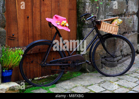 Bicycle in Dinan, Cotes d'Armor, Bretagne, France, Europe Stock Photo