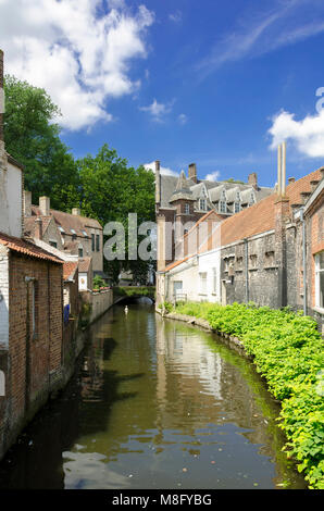 Typical Brugge street, quiet where relaxation in breathed, capital of the province of west Flanders. The greatest attraction of Bruges is its historic Stock Photo