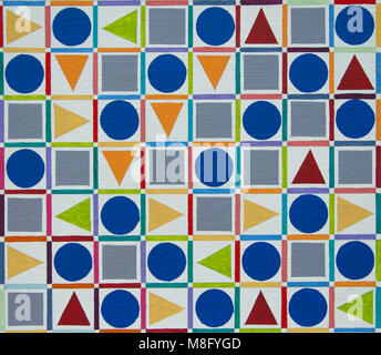 Hand painted circles, triangles and squares pattern Stock Photo