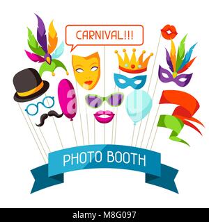Carnival photo booth props. Accessories for festival and party Stock Vector