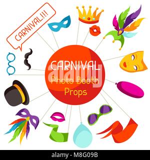 Carnival photo booth props. Accessories for festival and party Stock Vector