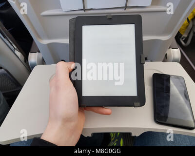 Image of man with smartphone with blank screen Stock Photo