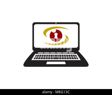 is an object in the form of a laptop representing security and eyes Stock Photo