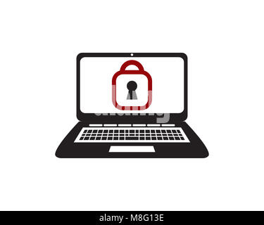 is an object in the form of a laptop representing security and eyes Stock Photo