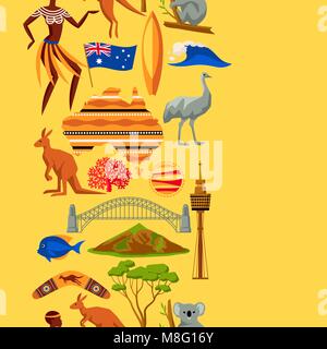 Australia seamless pattern. Australian traditional symbols and objects Stock Vector