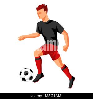 Soccer player with ball. Sports football illustration Stock Vector