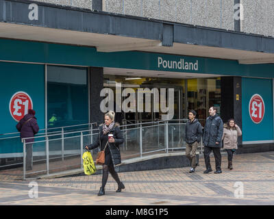 Poundland, Stockport Town Centre Shopping area, Merseyway Stock Photo