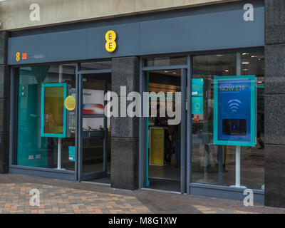 EE Mobile phone shop store in Stockport Town Centre Shopping area, Merseyway Stock Photo