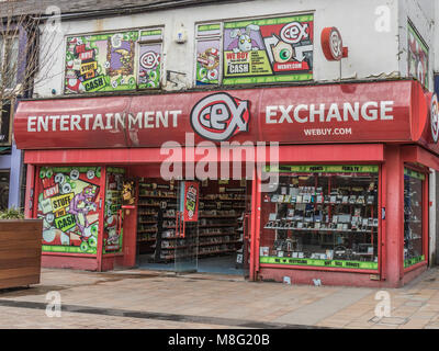 CEX games shop Entertainment Exchange, Stockport Town Centre Shopping area, Greater Manchester, UK Stock Photo
