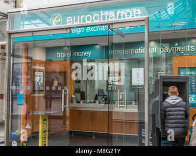Eurochange, Stockport Town Centre Shopping area, Merseyway Stock Photo