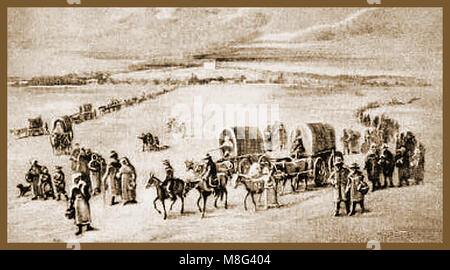A Mormon wagon train on their way to Salt Lake City Stock Photo