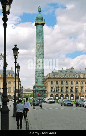 Paris, France, June 22: Parisians and guests of the city are walking along the Place Vendome, June 22, 2012 in Paris. In the center is the Vendome col Stock Photo