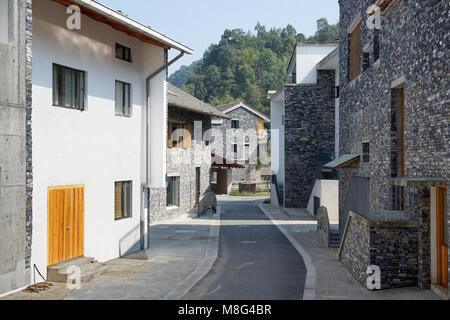 village refurbishment by architect Wang Shu from Amateur Architecture Studio in Wencun, China Stock Photo