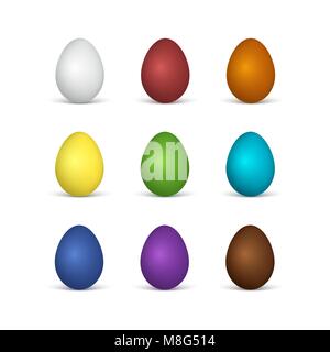 Set of Easter eggs all colors of the rainbow. White and chocolate eggs. Vector illustration isolated on white background Stock Vector