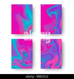 Iridesent cover templates. Fluid colors backgrounds set. Holographic effect. Vector illustration Stock Vector