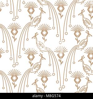 Peacock minimal style seamless vector pattern. Stock Vector
